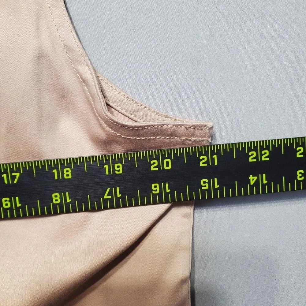 Dennis Basso Button Front Utility Safari Vest Women L Beige Old Money Minimalist